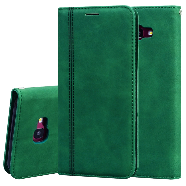 For Samsung Galaxy J4 Plus (2018) Frosted Business Magnetic Horizontal Flip PU Leather Case with Holder & Card Slot & Lanyard