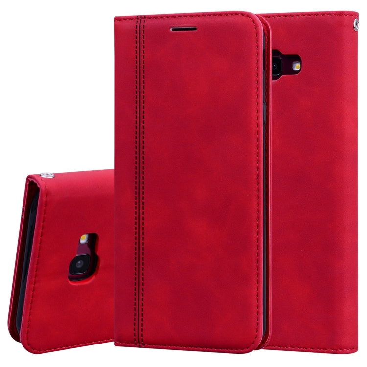 For Samsung Galaxy J4 Plus (2018) Frosted Business Magnetic Horizontal Flip PU Leather Case with Holder & Card Slot & Lanyard