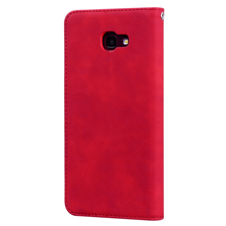 For Samsung Galaxy J4 Plus (2018) Frosted Business Magnetic Horizontal Flip PU Leather Case with Holder & Card Slot & Lanyard