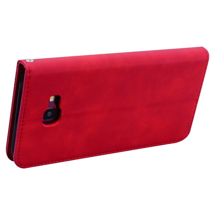 For Samsung Galaxy J4 Plus (2018) Frosted Business Magnetic Horizontal Flip PU Leather Case with Holder & Card Slot & Lanyard