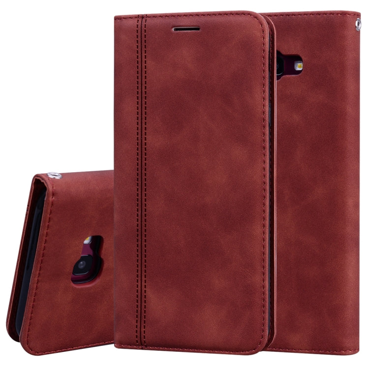 For Samsung Galaxy J4 Plus (2018) Frosted Business Magnetic Horizontal Flip PU Leather Case with Holder & Card Slot & Lanyard