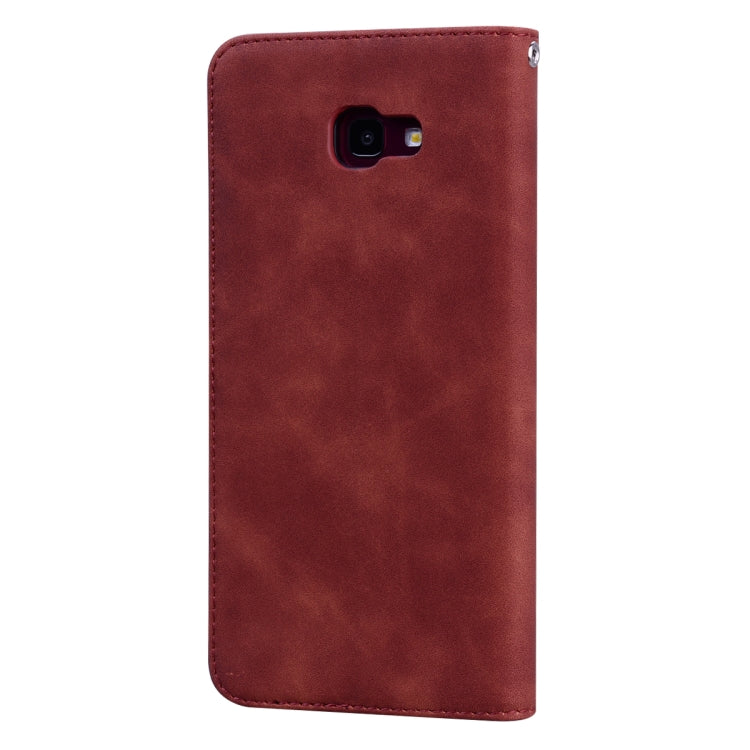 For Samsung Galaxy J4 Plus (2018) Frosted Business Magnetic Horizontal Flip PU Leather Case with Holder & Card Slot & Lanyard