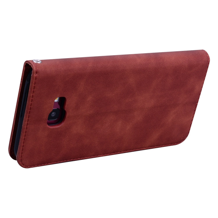 For Samsung Galaxy J4 Plus (2018) Frosted Business Magnetic Horizontal Flip PU Leather Case with Holder & Card Slot & Lanyard