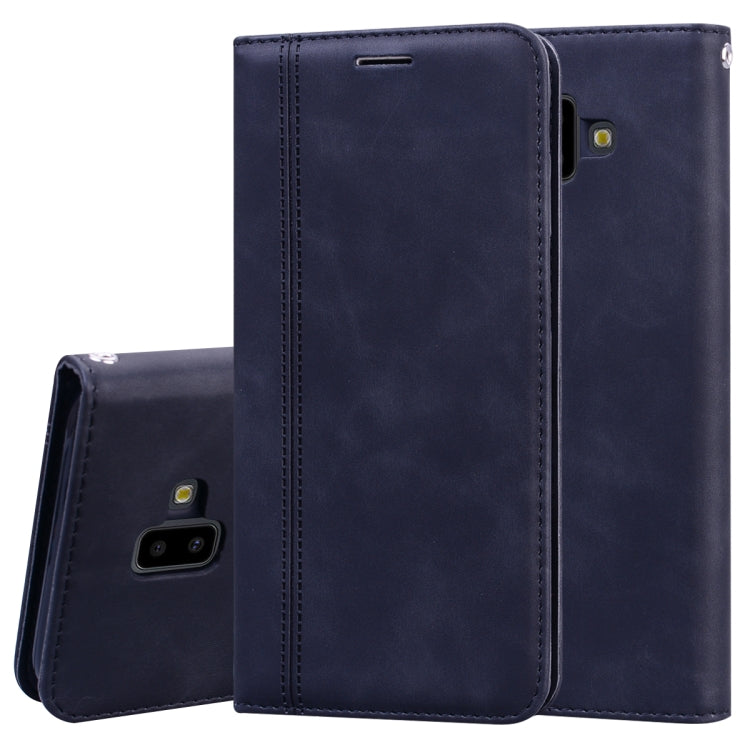 For Samsung Galaxy J6 Plus (2018) Frosted Business Magnetic Horizontal Flip PU Leather Case with Holder & Card Slot & Lanyard