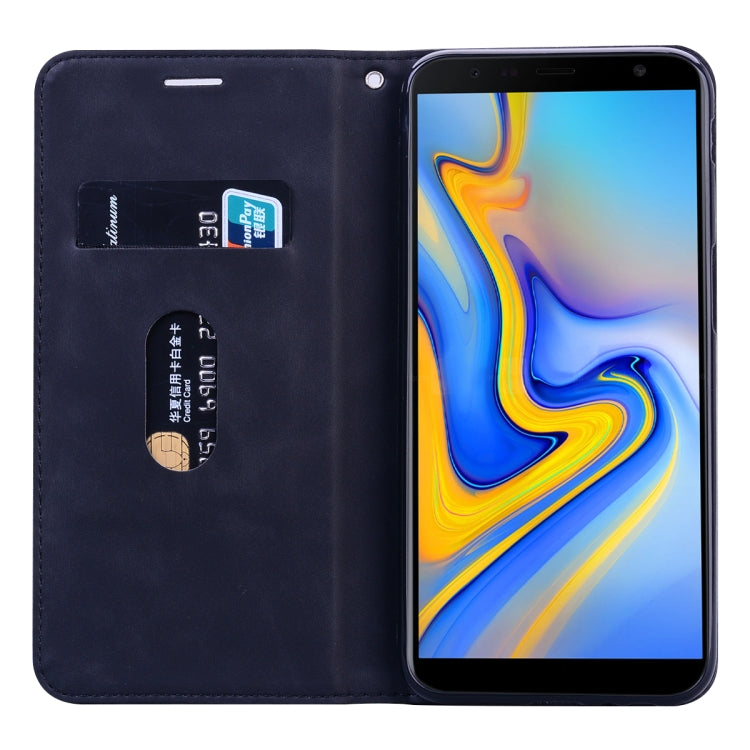 For Samsung Galaxy J6 Plus (2018) Frosted Business Magnetic Horizontal Flip PU Leather Case with Holder & Card Slot & Lanyard