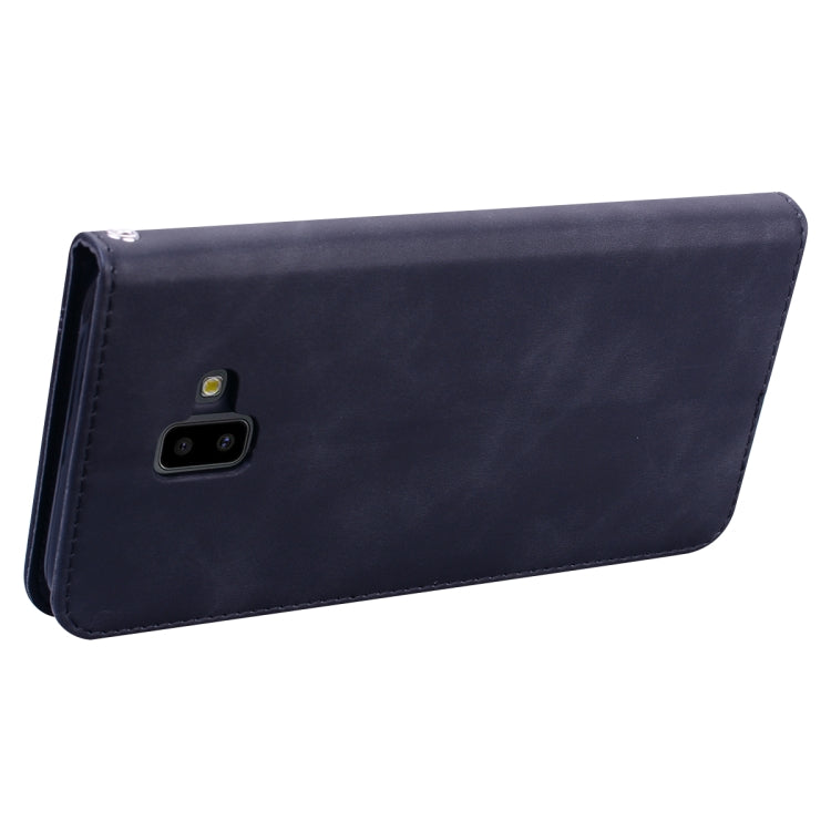 For Samsung Galaxy J6 Plus (2018) Frosted Business Magnetic Horizontal Flip PU Leather Case with Holder & Card Slot & Lanyard