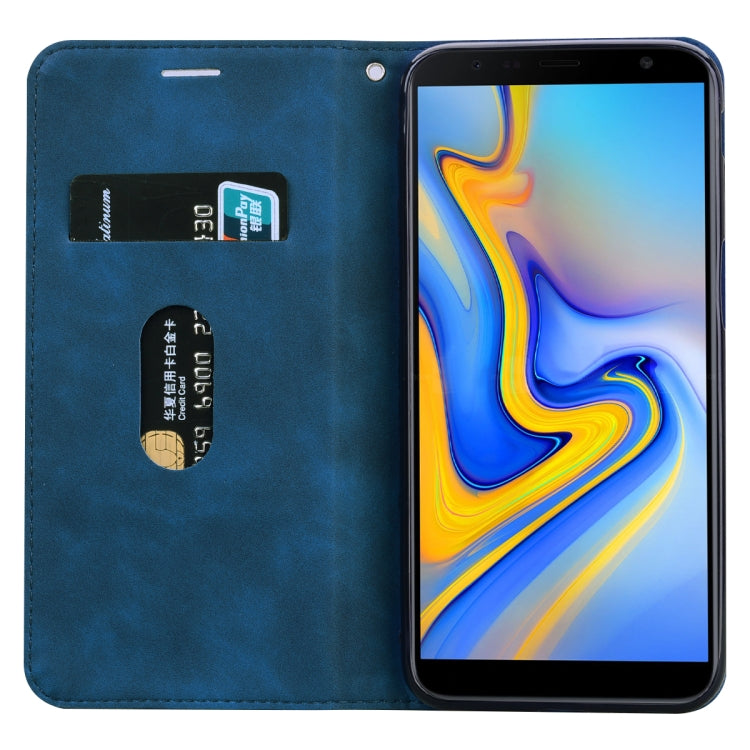 For Samsung Galaxy J6 Plus (2018) Frosted Business Magnetic Horizontal Flip PU Leather Case with Holder & Card Slot & Lanyard