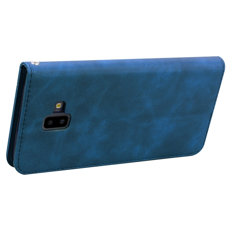 For Samsung Galaxy J6 Plus (2018) Frosted Business Magnetic Horizontal Flip PU Leather Case with Holder & Card Slot & Lanyard