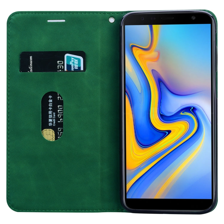 For Samsung Galaxy J6 Plus (2018) Frosted Business Magnetic Horizontal Flip PU Leather Case with Holder & Card Slot & Lanyard