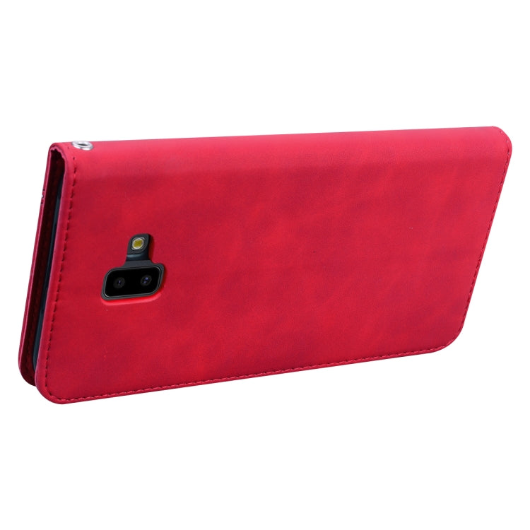 For Samsung Galaxy J6 Plus (2018) Frosted Business Magnetic Horizontal Flip PU Leather Case with Holder & Card Slot & Lanyard
