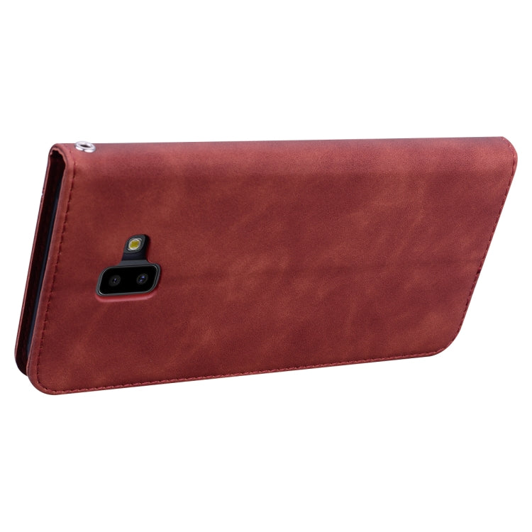 For Samsung Galaxy J6 Plus (2018) Frosted Business Magnetic Horizontal Flip PU Leather Case with Holder & Card Slot & Lanyard