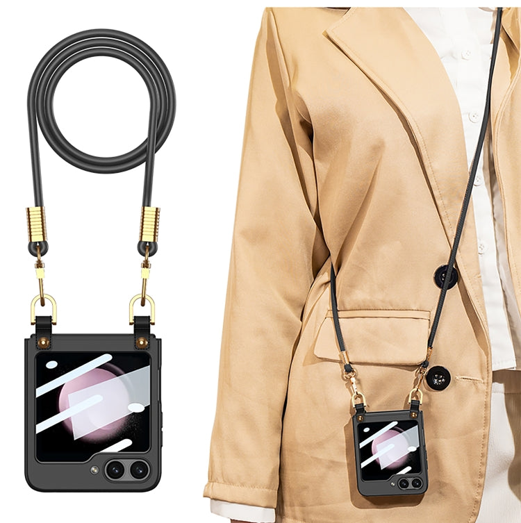 For Samsung Galaxy Z Flip5 GKK Cross-body Ultra-thin PC Phone Case with Strap