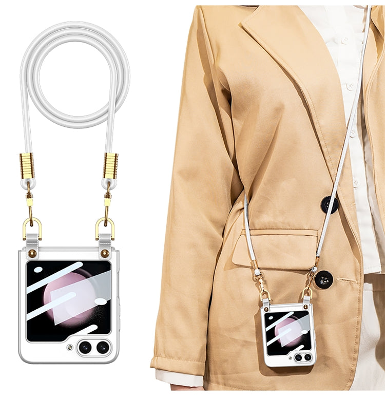 For Samsung Galaxy Z Flip5 GKK Cross-body Ultra-thin PC Phone Case with Strap