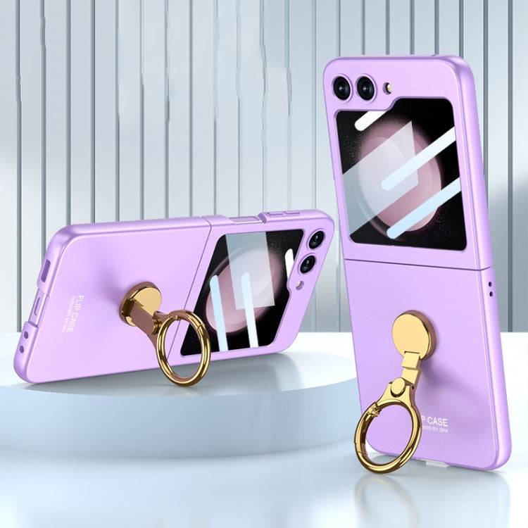 For Samsung Galaxy Z Flip5 GKK Ultra-thin Triaxial Ring Holder PC Phone Case