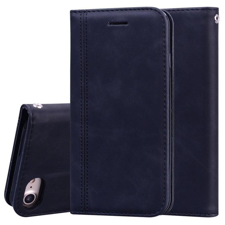 For iPhone SE 2022 / SE 2020 /  8 / 7 Frosted Business Magnetic Horizontal Flip PU Leather Case with Holder & Card Slot & Lanyard
