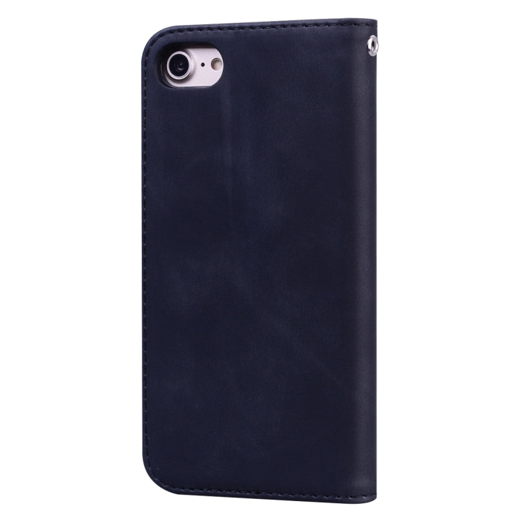 For iPhone SE 2022 / SE 2020 /  8 / 7 Frosted Business Magnetic Horizontal Flip PU Leather Case with Holder & Card Slot & Lanyard