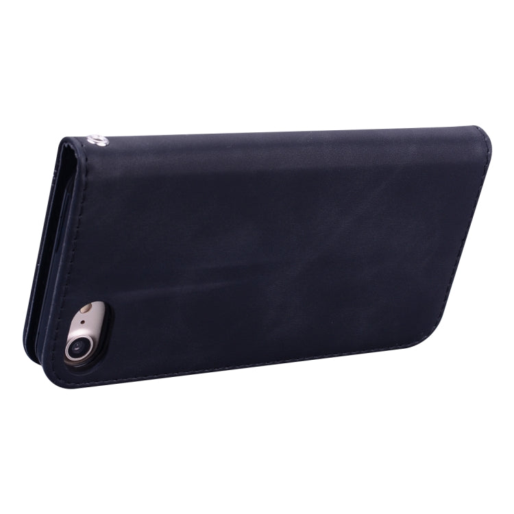 For iPhone SE 2022 / SE 2020 /  8 / 7 Frosted Business Magnetic Horizontal Flip PU Leather Case with Holder & Card Slot & Lanyard