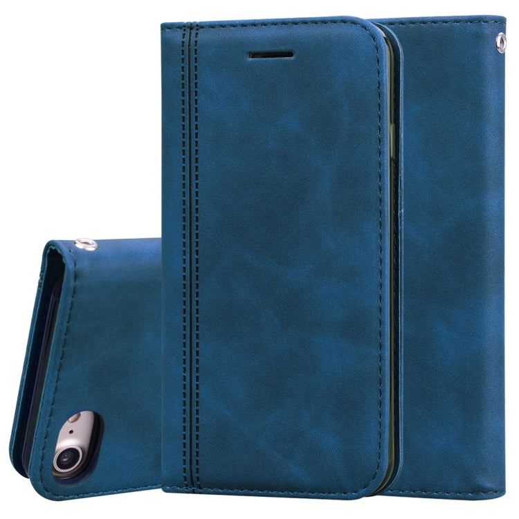 For iPhone SE 2022 / SE 2020 /  8 / 7 Frosted Business Magnetic Horizontal Flip PU Leather Case with Holder & Card Slot & Lanyard