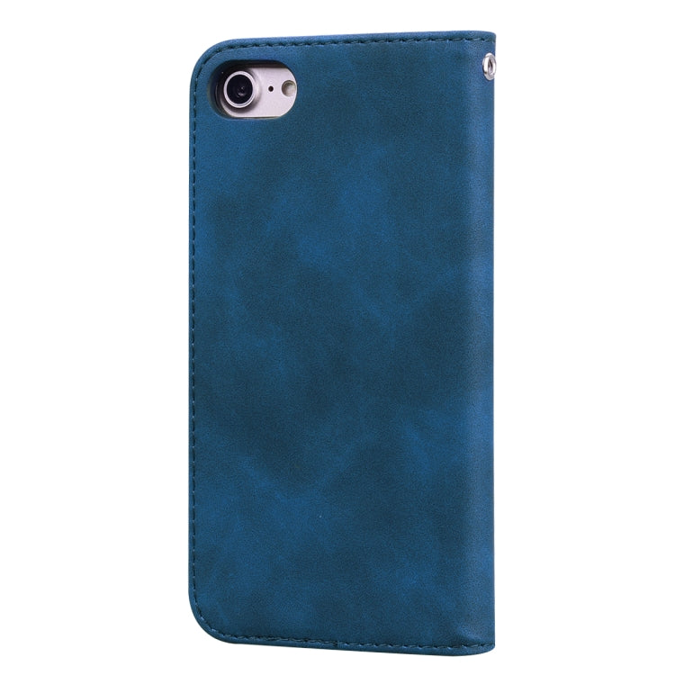 For iPhone SE 2022 / SE 2020 /  8 / 7 Frosted Business Magnetic Horizontal Flip PU Leather Case with Holder & Card Slot & Lanyard