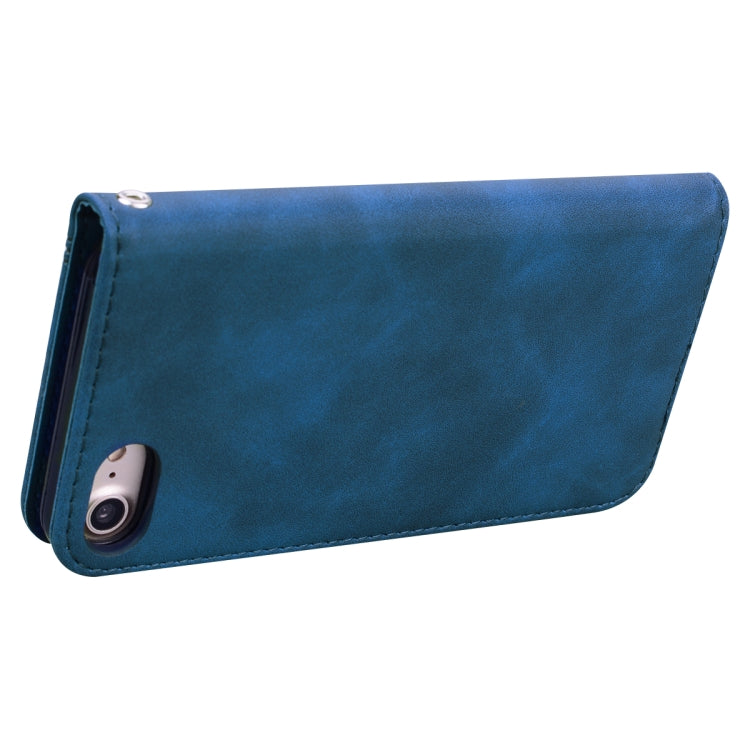 For iPhone SE 2022 / SE 2020 /  8 / 7 Frosted Business Magnetic Horizontal Flip PU Leather Case with Holder & Card Slot & Lanyard