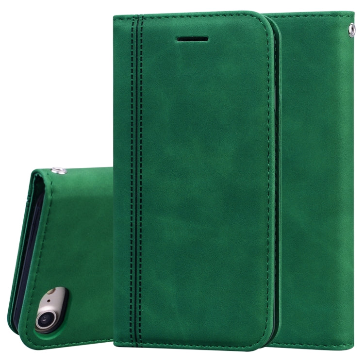 For iPhone SE 2022 / SE 2020 /  8 / 7 Frosted Business Magnetic Horizontal Flip PU Leather Case with Holder & Card Slot & Lanyard