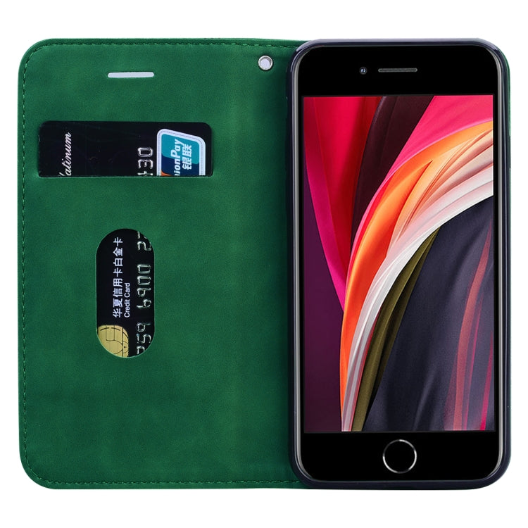 For iPhone SE 2022 / SE 2020 /  8 / 7 Frosted Business Magnetic Horizontal Flip PU Leather Case with Holder & Card Slot & Lanyard
