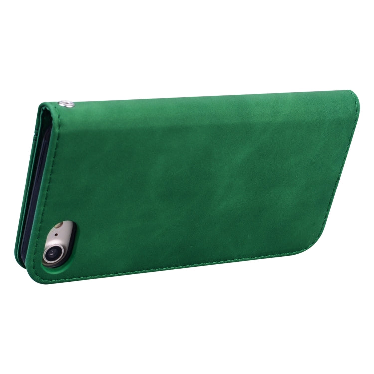 For iPhone SE 2022 / SE 2020 /  8 / 7 Frosted Business Magnetic Horizontal Flip PU Leather Case with Holder & Card Slot & Lanyard
