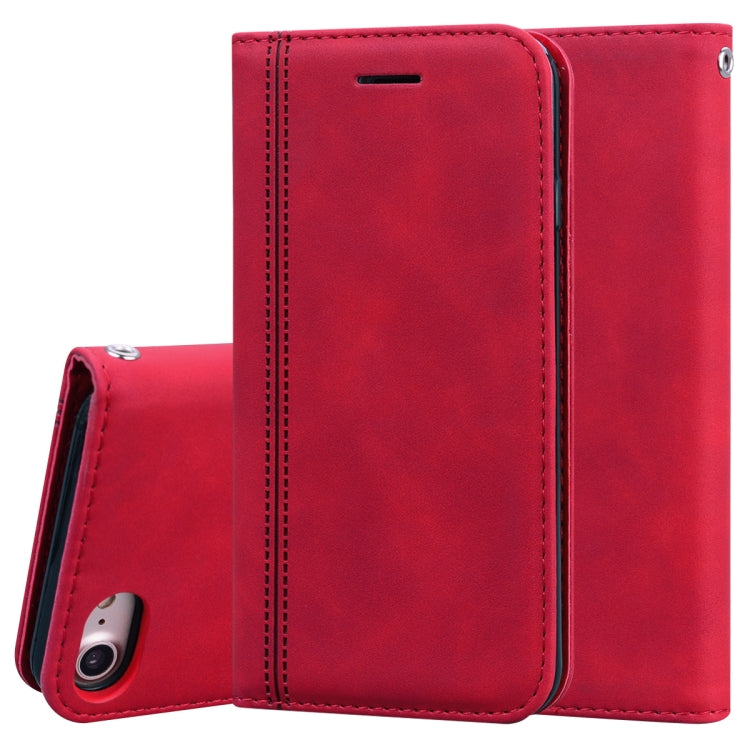 For iPhone SE 2022 / SE 2020 /  8 / 7 Frosted Business Magnetic Horizontal Flip PU Leather Case with Holder & Card Slot & Lanyard