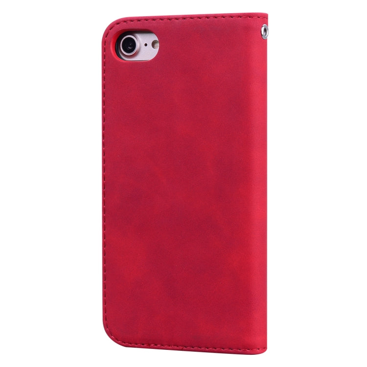 For iPhone SE 2022 / SE 2020 /  8 / 7 Frosted Business Magnetic Horizontal Flip PU Leather Case with Holder & Card Slot & Lanyard