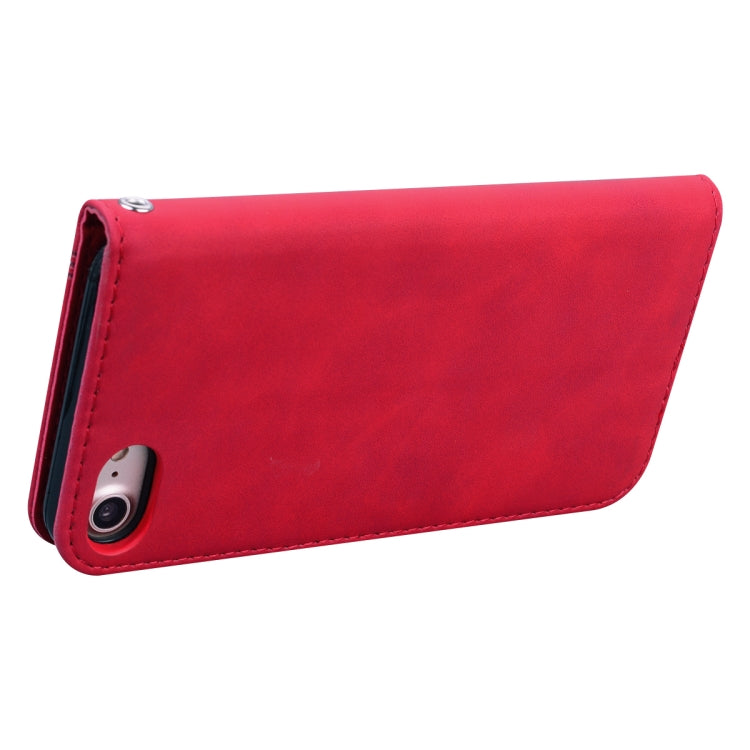 For iPhone SE 2022 / SE 2020 /  8 / 7 Frosted Business Magnetic Horizontal Flip PU Leather Case with Holder & Card Slot & Lanyard