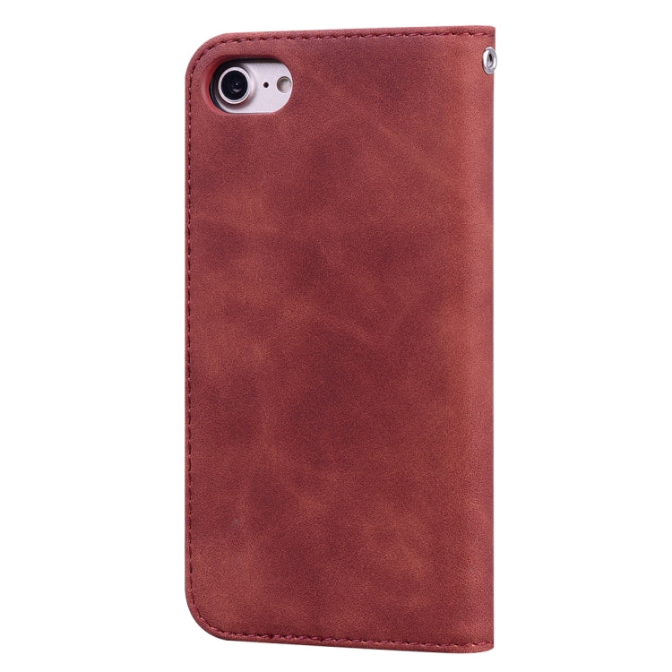 For iPhone SE 2022 / SE 2020 /  8 / 7 Frosted Business Magnetic Horizontal Flip PU Leather Case with Holder & Card Slot & Lanyard