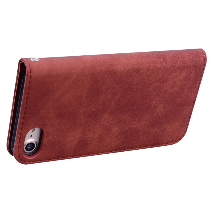 For iPhone SE 2022 / SE 2020 /  8 / 7 Frosted Business Magnetic Horizontal Flip PU Leather Case with Holder & Card Slot & Lanyard