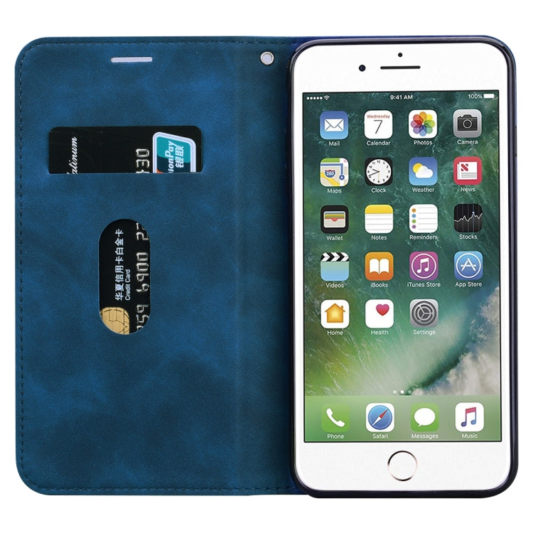 For iPhone 8 Plus & 7 Plus Frosted Business Magnetic Horizontal Flip PU Leather Case with Holder & Card Slot & Lanyard