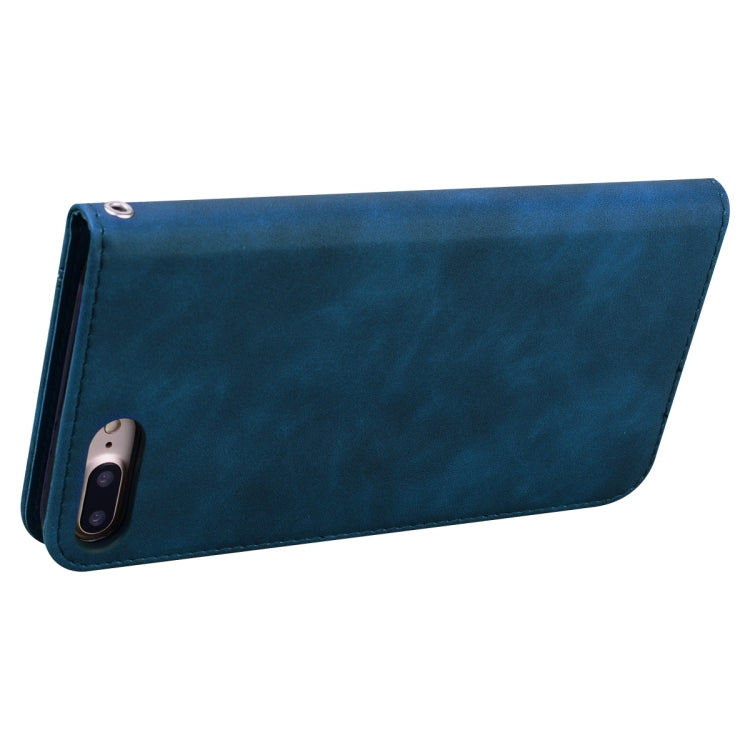 For iPhone 8 Plus & 7 Plus Frosted Business Magnetic Horizontal Flip PU Leather Case with Holder & Card Slot & Lanyard