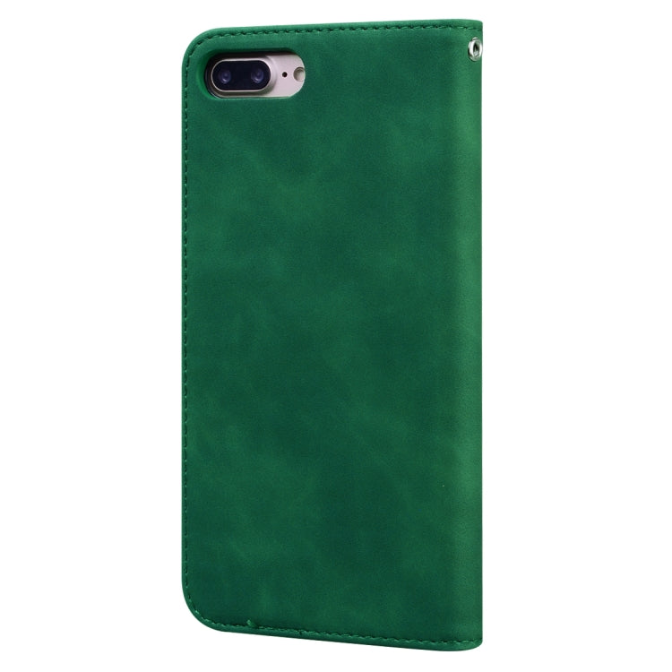 For iPhone 8 Plus & 7 Plus Frosted Business Magnetic Horizontal Flip PU Leather Case with Holder & Card Slot & Lanyard