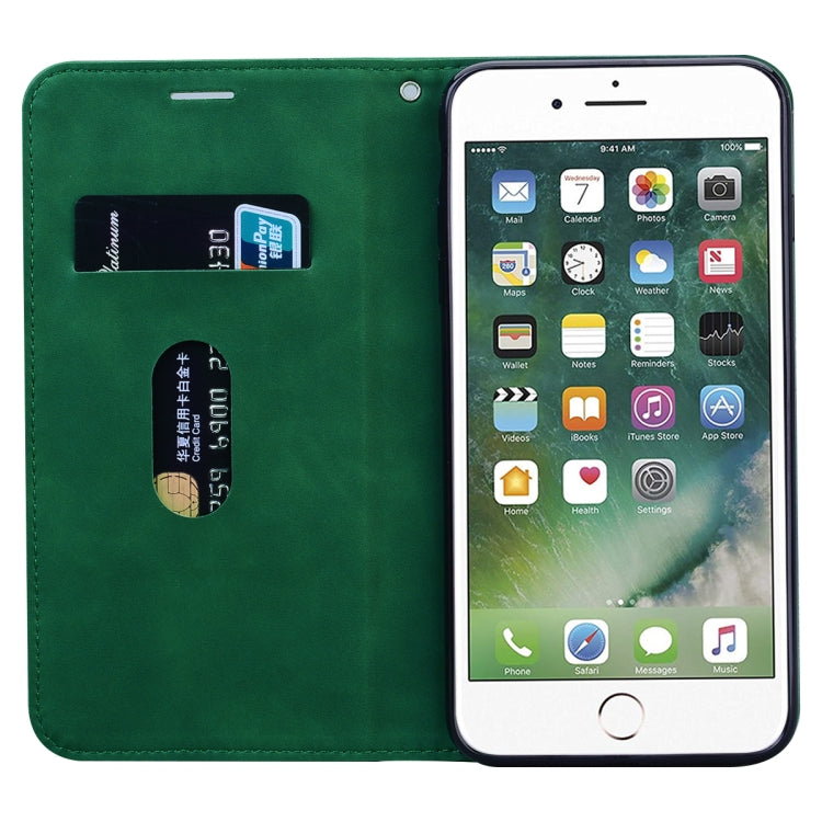 For iPhone 8 Plus & 7 Plus Frosted Business Magnetic Horizontal Flip PU Leather Case with Holder & Card Slot & Lanyard