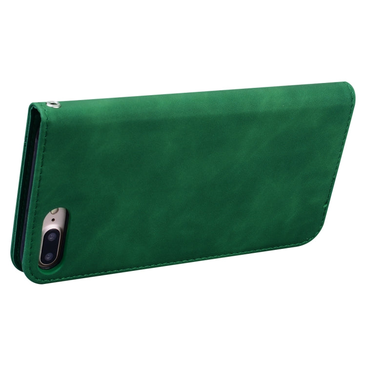 For iPhone 8 Plus & 7 Plus Frosted Business Magnetic Horizontal Flip PU Leather Case with Holder & Card Slot & Lanyard