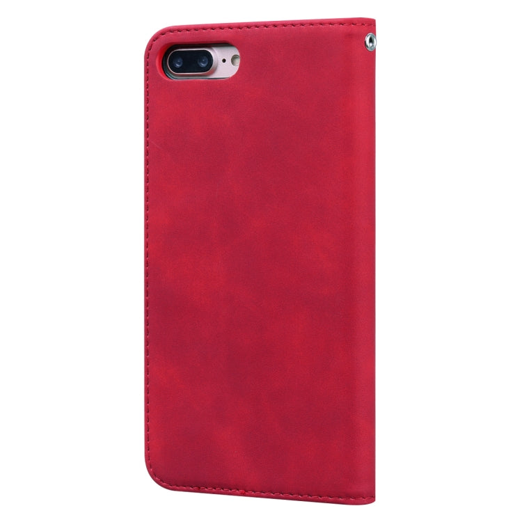 For iPhone 8 Plus & 7 Plus Frosted Business Magnetic Horizontal Flip PU Leather Case with Holder & Card Slot & Lanyard