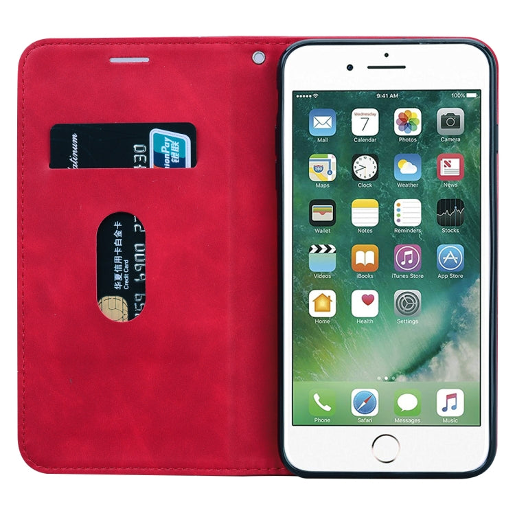 For iPhone 8 Plus & 7 Plus Frosted Business Magnetic Horizontal Flip PU Leather Case with Holder & Card Slot & Lanyard