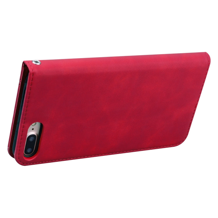 For iPhone 8 Plus & 7 Plus Frosted Business Magnetic Horizontal Flip PU Leather Case with Holder & Card Slot & Lanyard