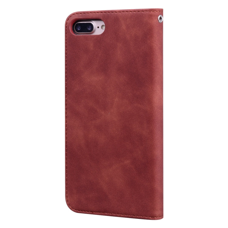 For iPhone 8 Plus & 7 Plus Frosted Business Magnetic Horizontal Flip PU Leather Case with Holder & Card Slot & Lanyard