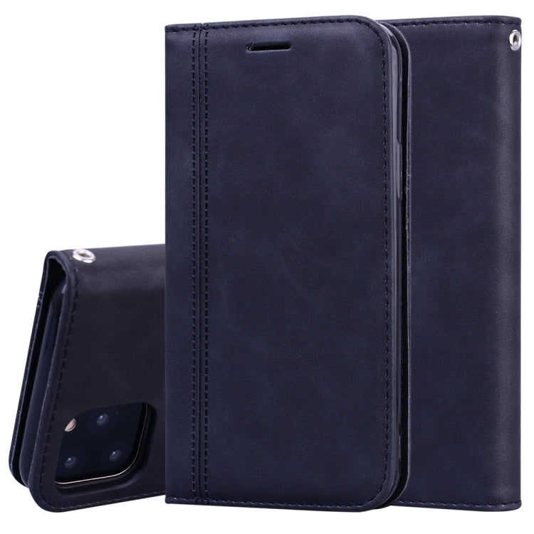 For iPhone 11 Pro Frosted Business Magnetic Horizontal Flip PU Leather Case with Holder & Card Slot & Lanyard