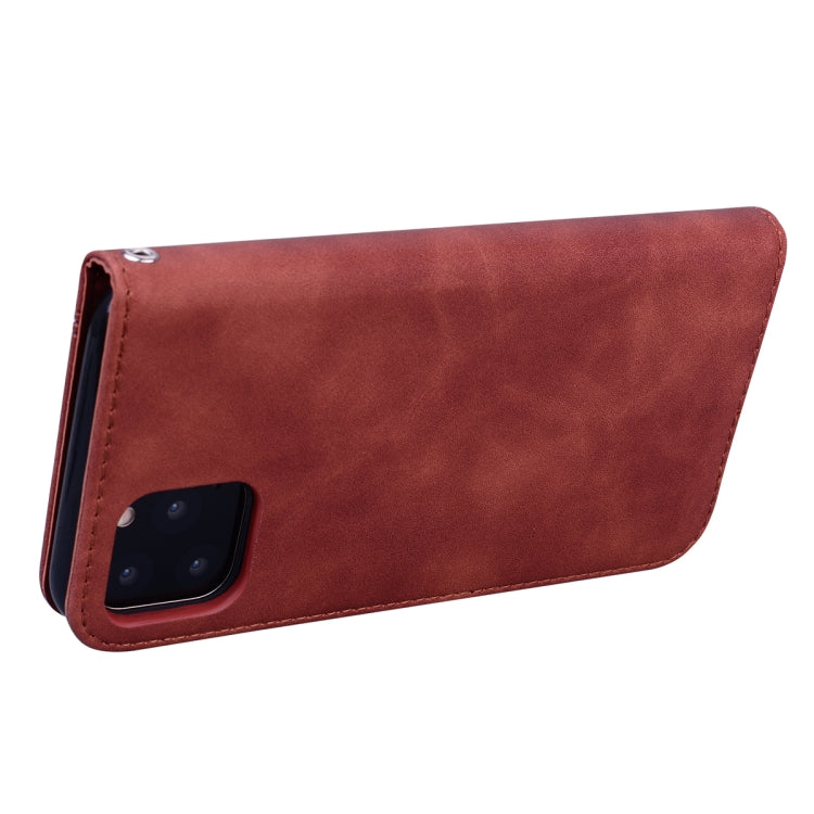 For iPhone 11 Pro Frosted Business Magnetic Horizontal Flip PU Leather Case with Holder & Card Slot & Lanyard