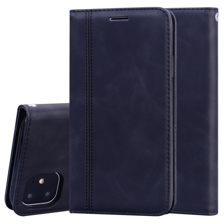 For iPhone 11 Frosted Business Magnetic Horizontal Flip PU Leather Case with Holder & Card Slot & Lanyard