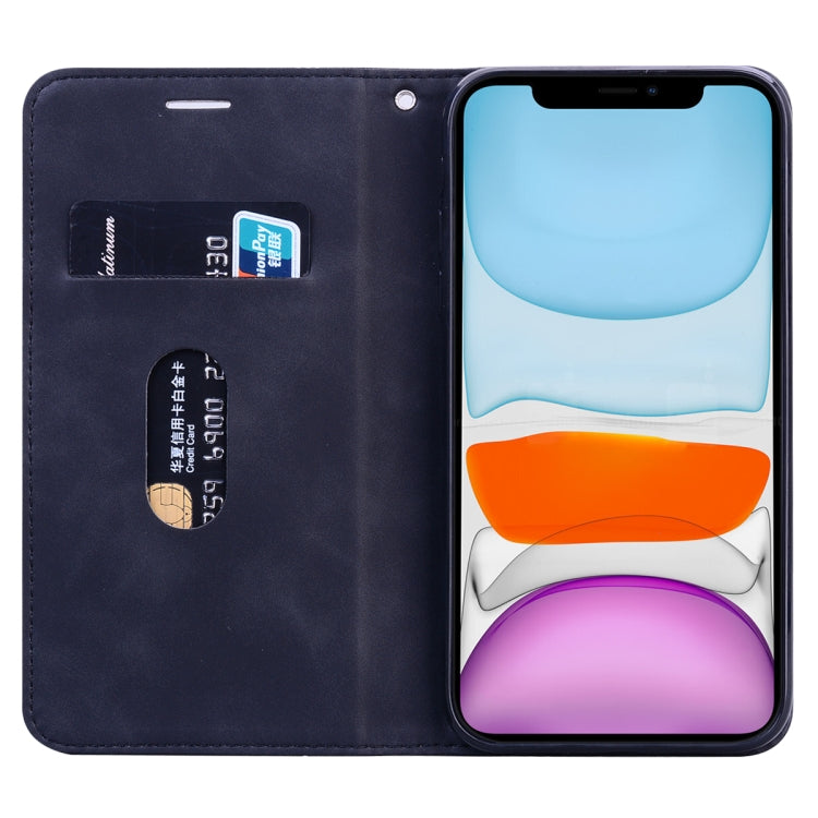For iPhone 11 Frosted Business Magnetic Horizontal Flip PU Leather Case with Holder & Card Slot & Lanyard