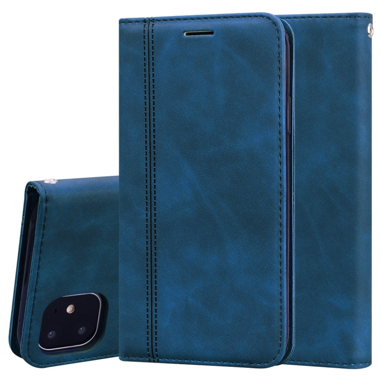 For iPhone 11 Frosted Business Magnetic Horizontal Flip PU Leather Case with Holder & Card Slot & Lanyard