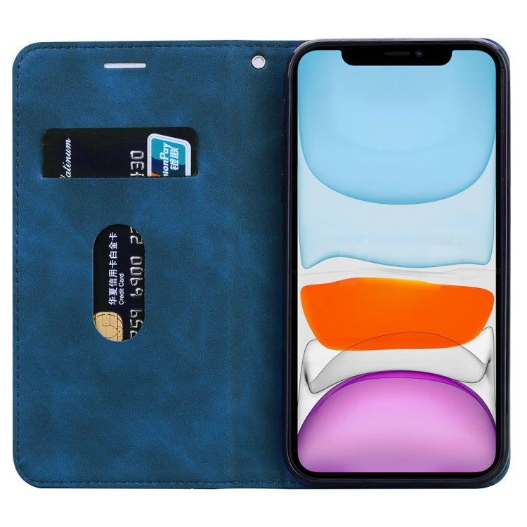 For iPhone 11 Frosted Business Magnetic Horizontal Flip PU Leather Case with Holder & Card Slot & Lanyard