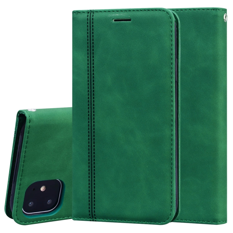 For iPhone 11 Frosted Business Magnetic Horizontal Flip PU Leather Case with Holder & Card Slot & Lanyard