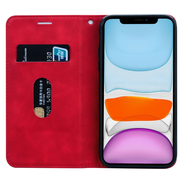 For iPhone 11 Frosted Business Magnetic Horizontal Flip PU Leather Case with Holder & Card Slot & Lanyard