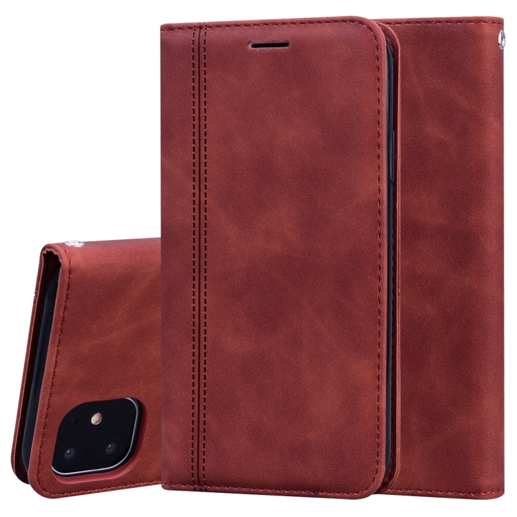 For iPhone 11 Frosted Business Magnetic Horizontal Flip PU Leather Case with Holder & Card Slot & Lanyard